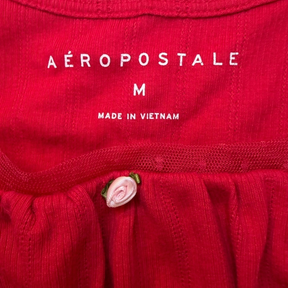 Aeropostale Vibrant Red Top with Floral Accent - Picture 3 of 3